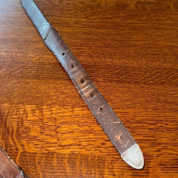 Vintage PGA Tour Men's Brown Top Grain Leather Belt Size 42 Silver Buckle - Picture 6 of 14